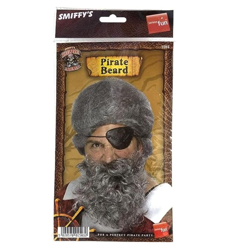 Pirátske fúzy - šedé