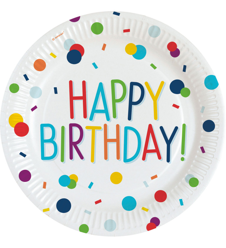 Biele Tanierik Happy Birthday