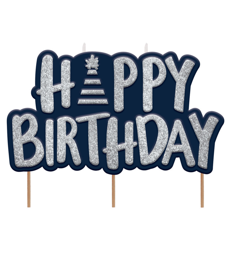 Sviečky happy birthday - modrá