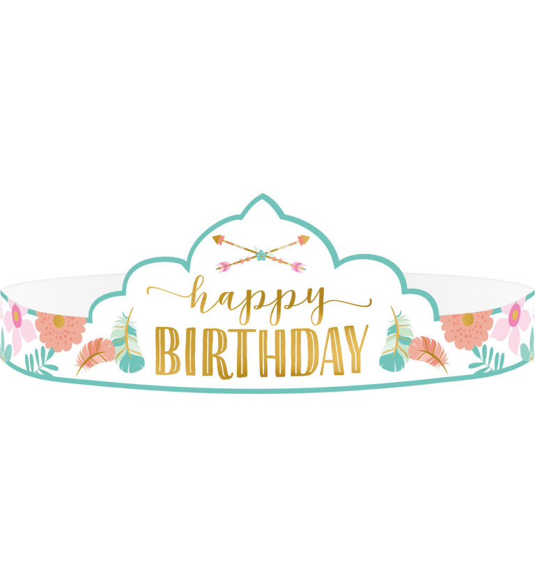 Papierové čelenky Happy birthday