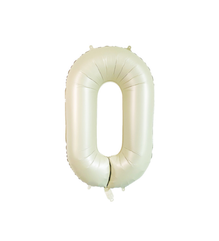 Fóliový balónik - Číslo 0 krémový