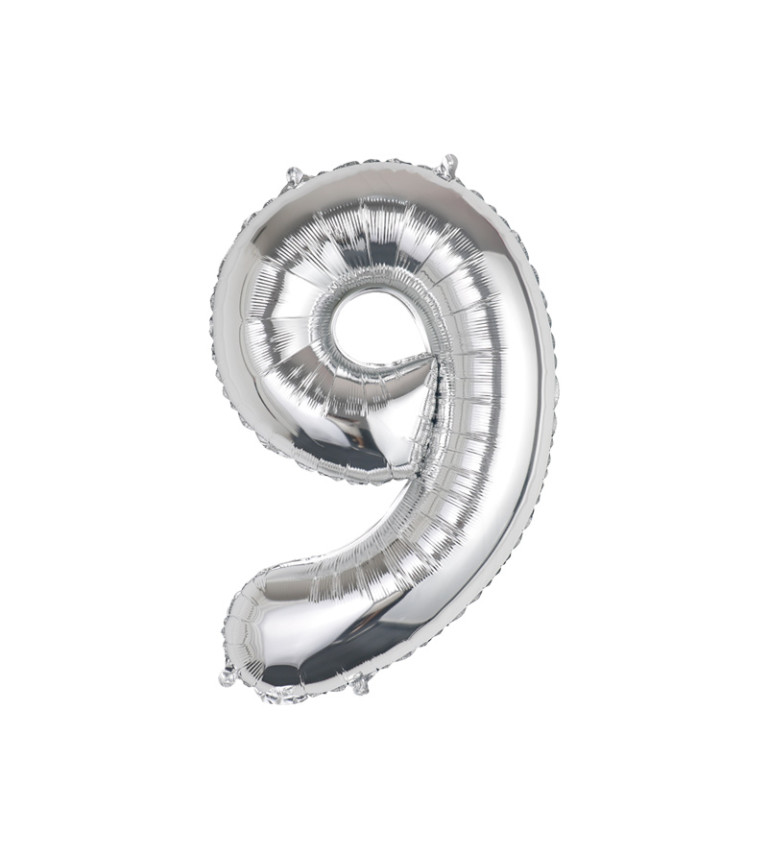Fóliový balónik - Číslo 9 strieborné