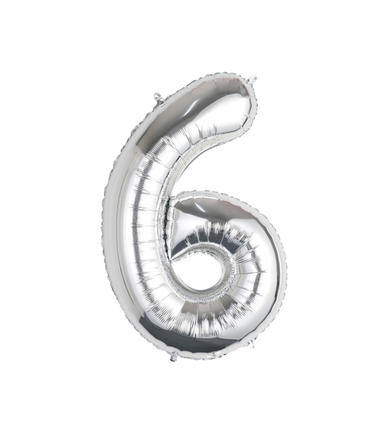 Fóliový balón - Číslo 6 strieborné