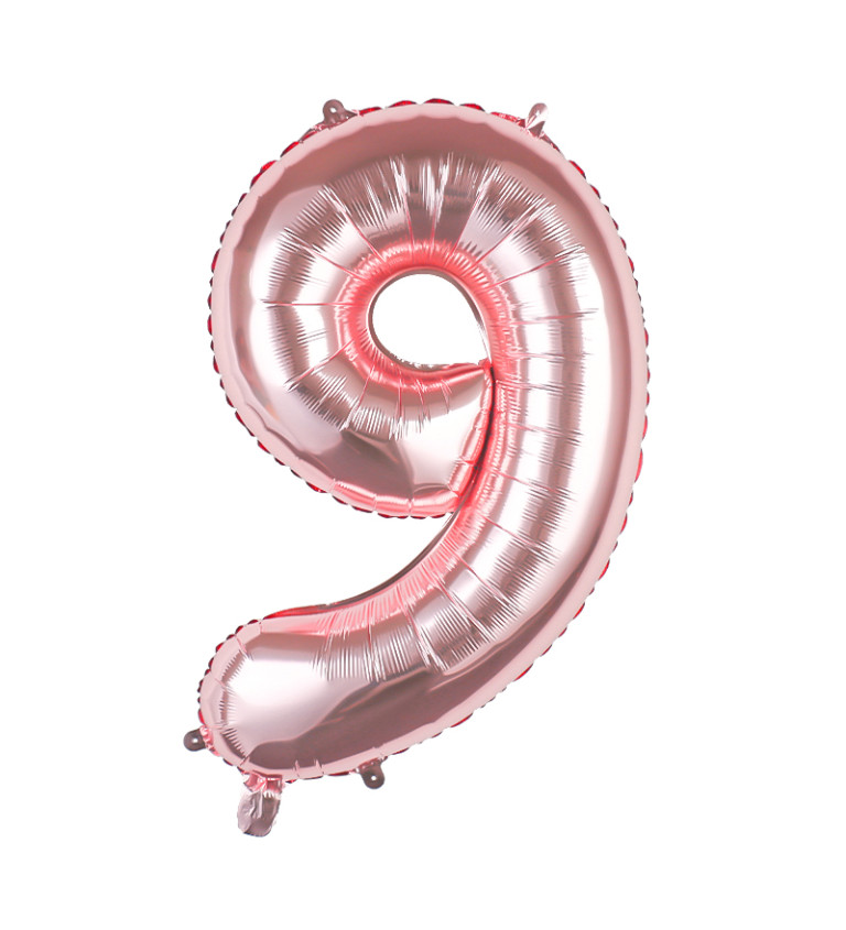 Fóliový balónik - Číslo 9 rosegold