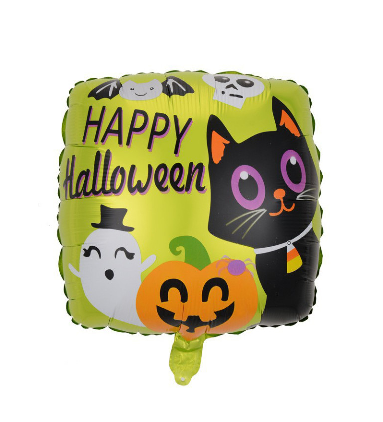 Fóliový balónik - Happy Halloween, zelený
