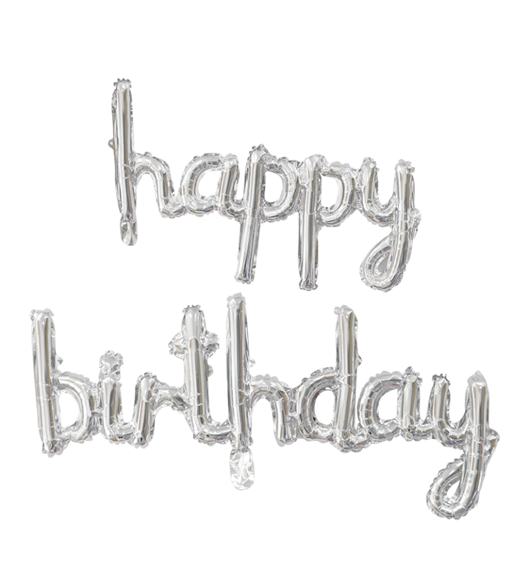 Fóliový balónik Happy birthday - strieborný