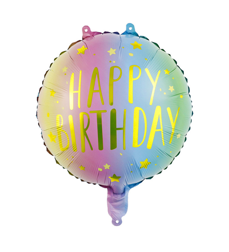 Fóliový balónik - Happy birthday dúhový