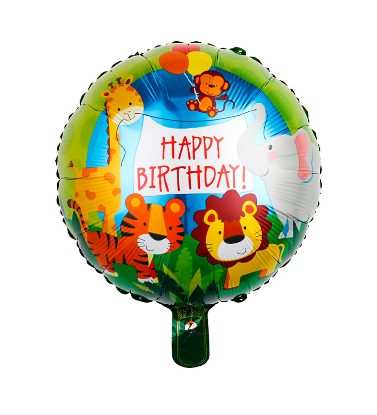 Fóliový balónik - Happy birthday safari
