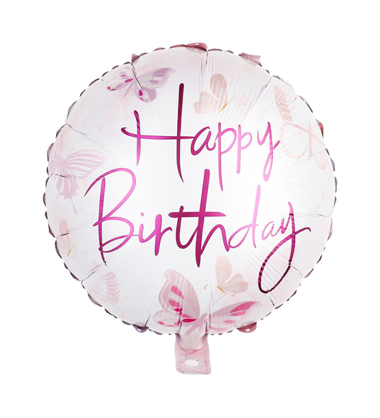 Fóliový balónik - Happy birthday motýle