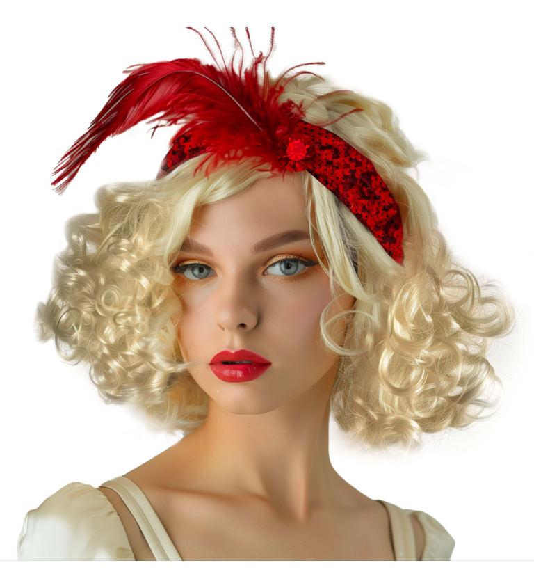 Dámska parochňa - flapper s pierkom, blond