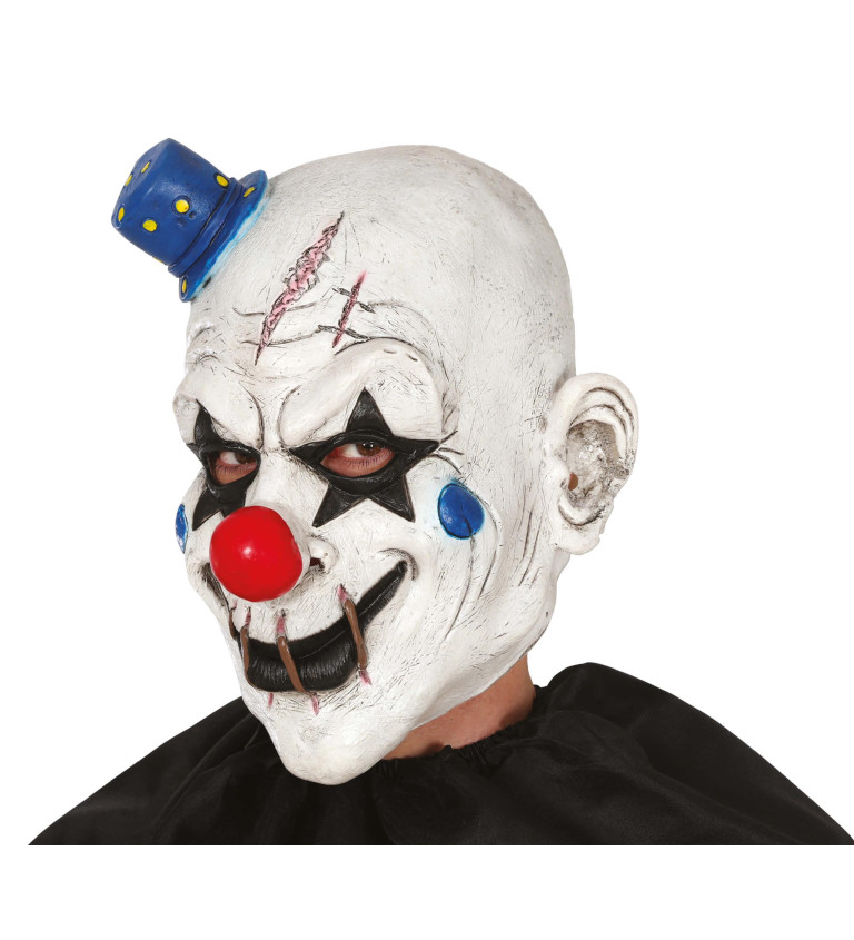 Latexová maska klauna s mini klobúčikom