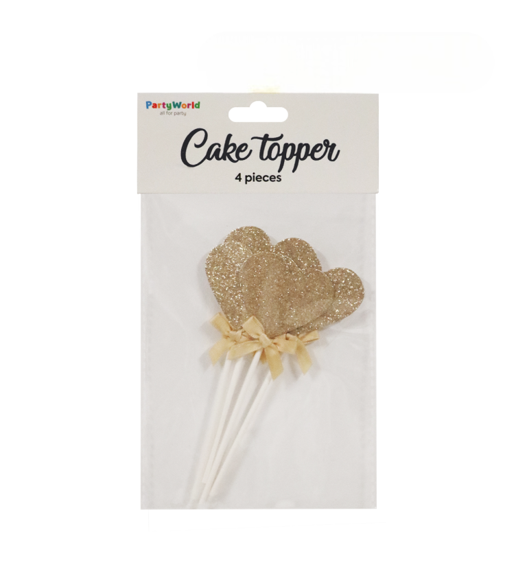 Zápich do torty - srdiečka, rosegold