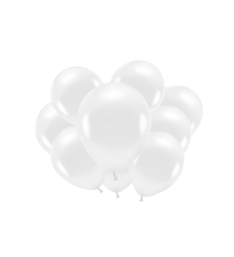 Latexové balóniky eco metalické biele 30 cm 10 ks