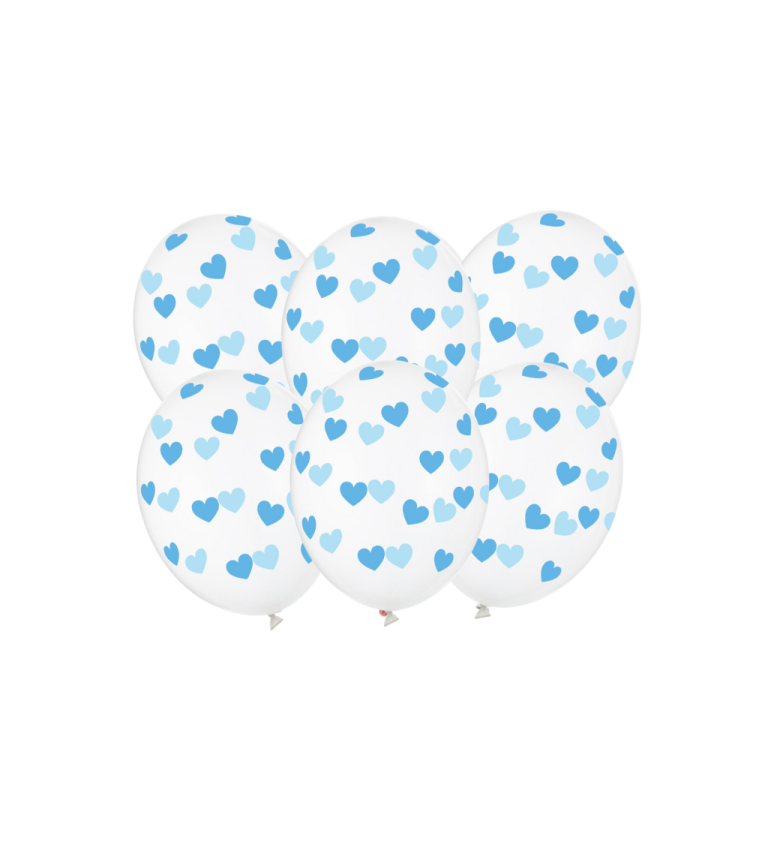 Latexové balóny strong priehľadné modré srdce 30 cm 6 ks