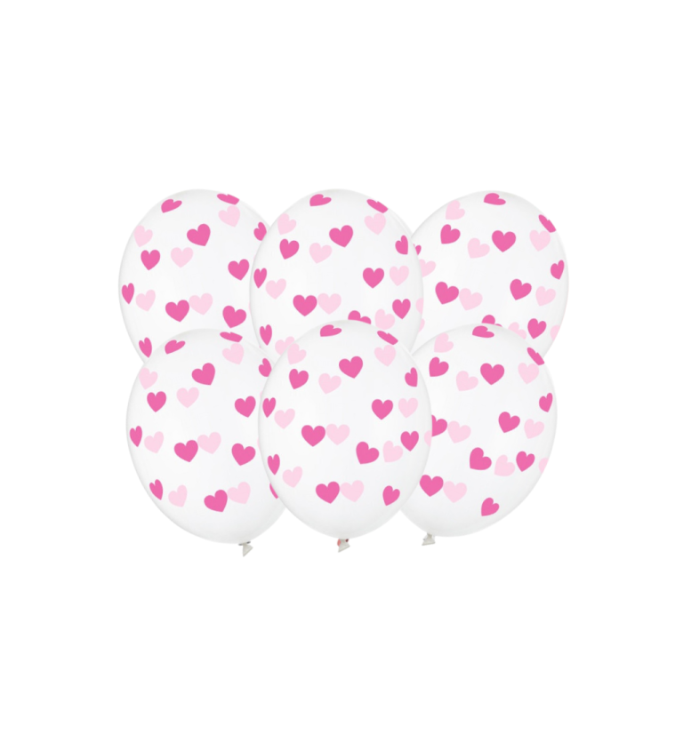 Latexové balóniky strong priehľadné srdcové 30 cm 6 ks