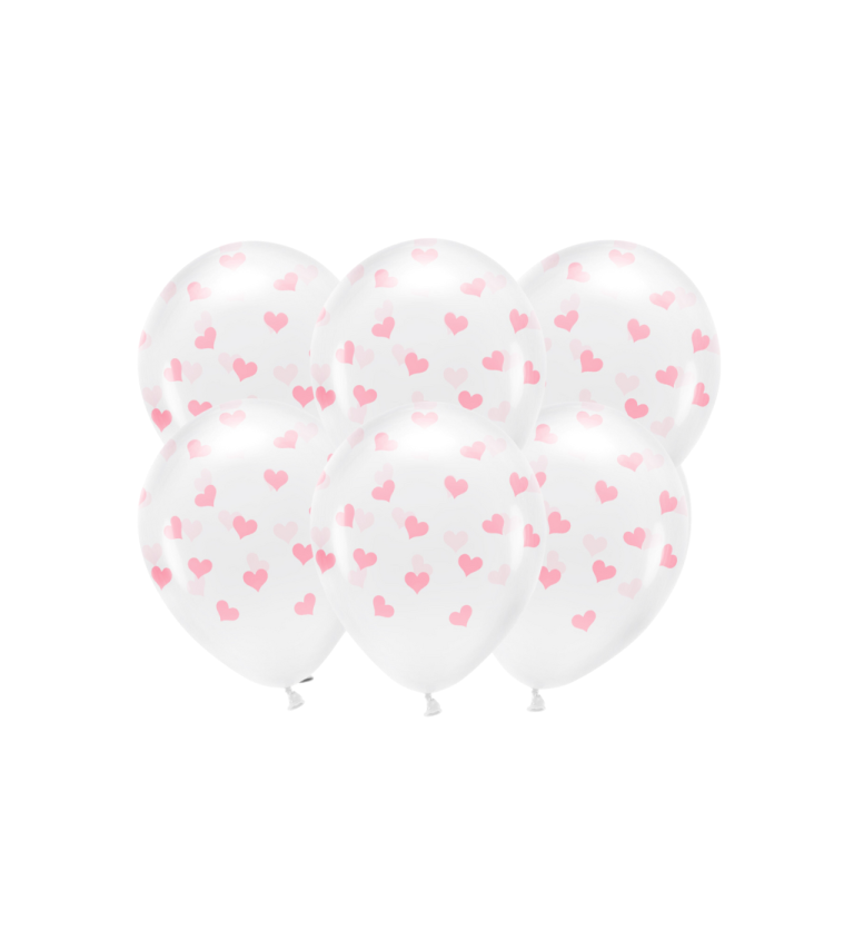 Latexové balóniky eco priehľadné srdce 30 cm 6 ks