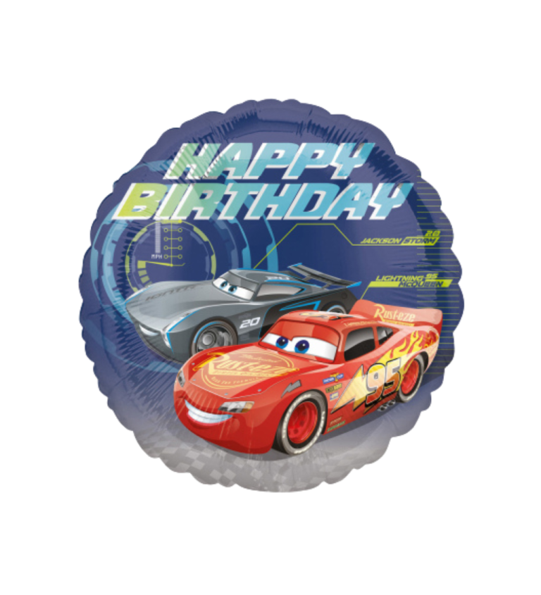 Fóliový balónik Happy Birthday McQueen tmavomodrý