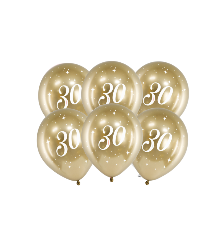 Latexové balóniky číslo 30 zlaté 30 cm 6 ks