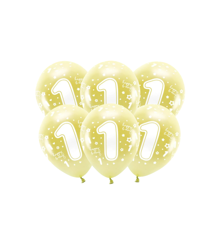 Latexové balóniky eco metalické zlaté číslo 1 33 cm 6 ks