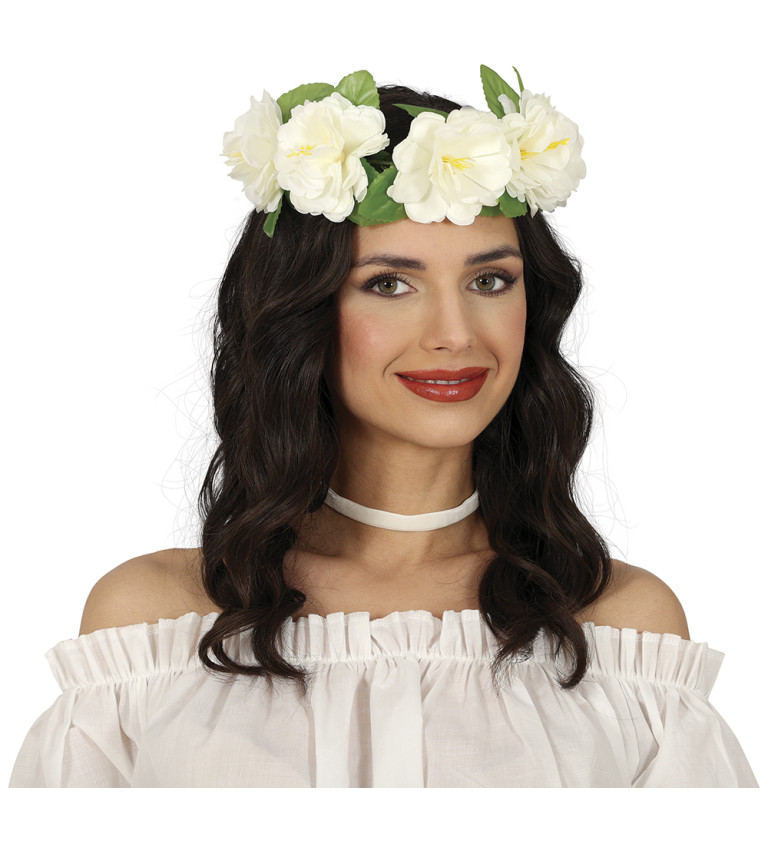 Biela kvetinová čelenka