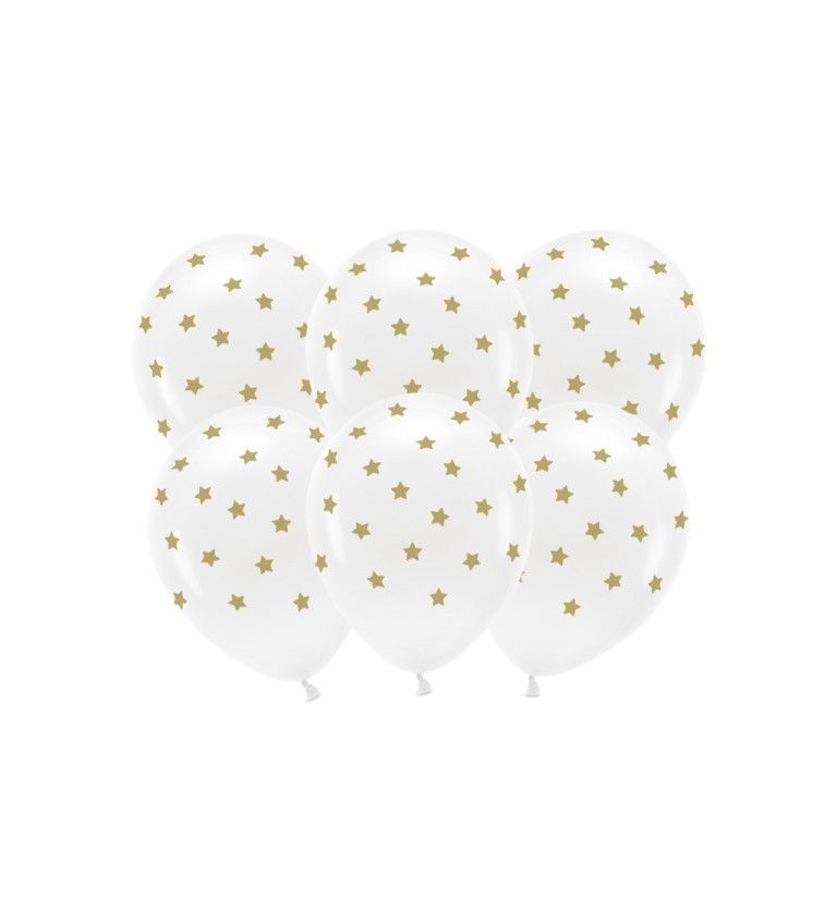 Latexové balóniky eco pastelové zlaté hviezdičky 30 cm 6 ks