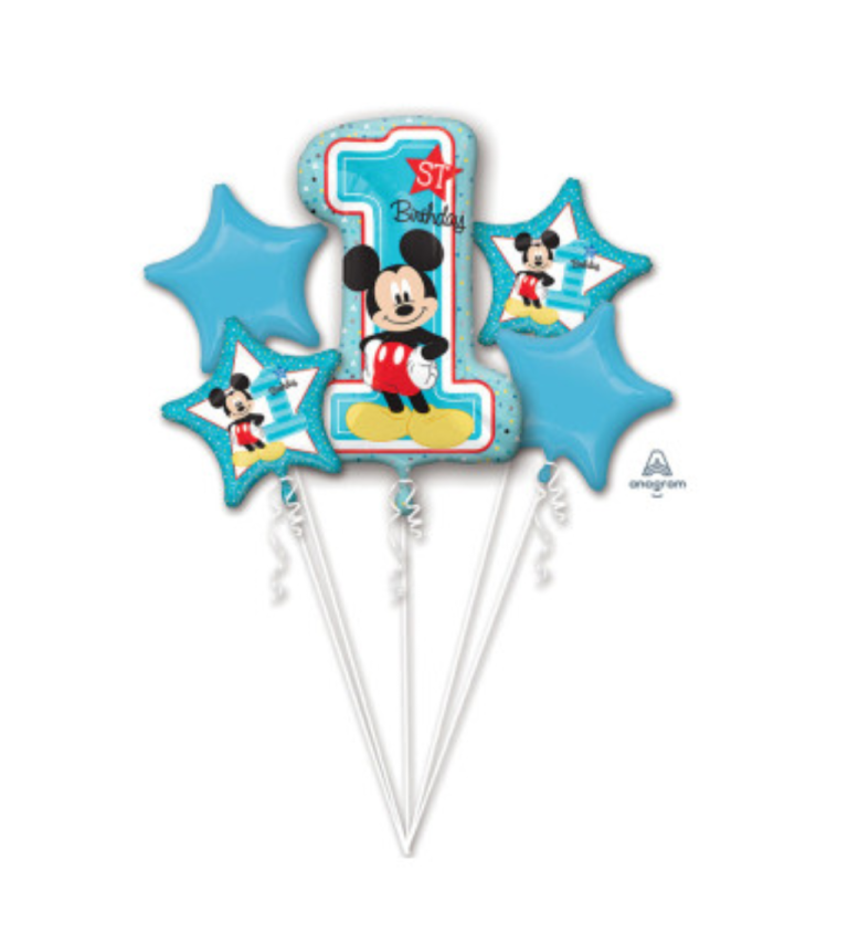 Fóliová sada 1. narodeniny Mickey Mouse 5 ks