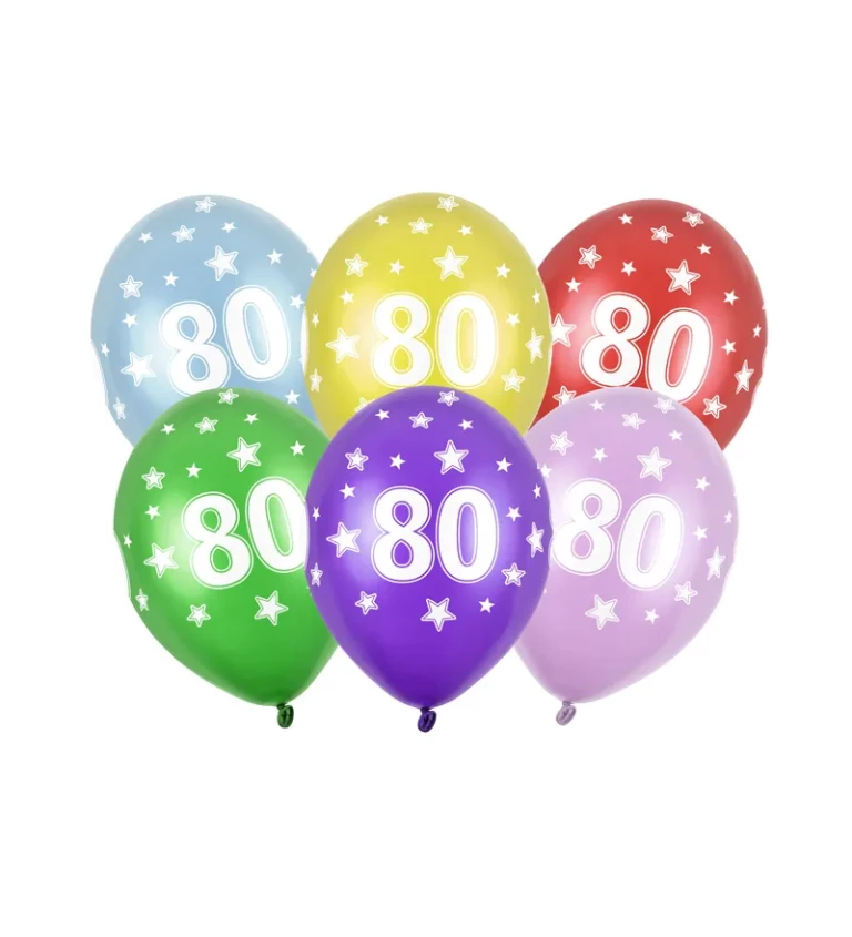 Latexové balóniky 30 cm číslo 80, mix, 6 ks