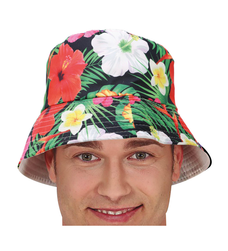 Havajský klobúk so zelenými listami