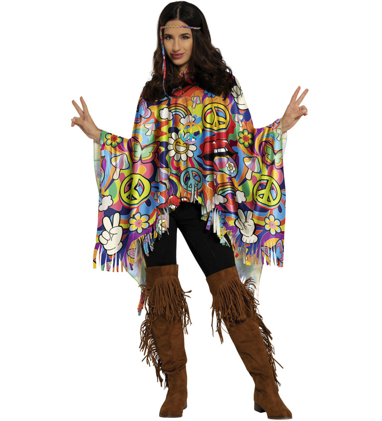 Hippie pončo - farebné