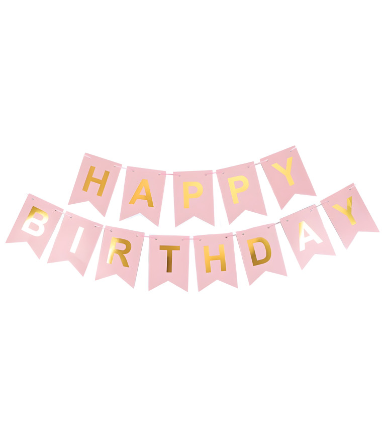 Happy birthday banner - ružový