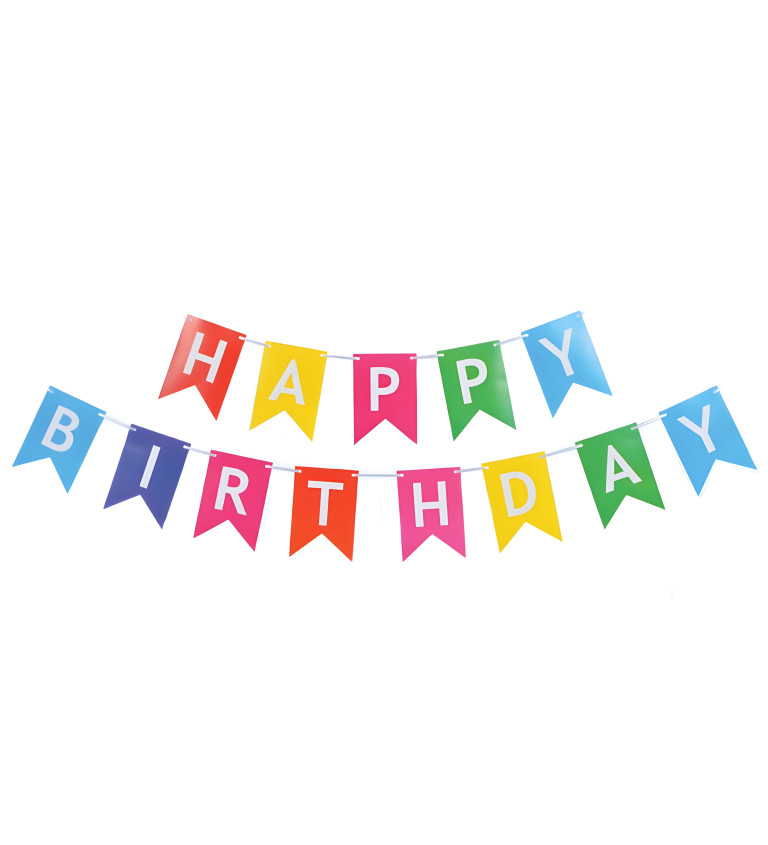 Girlanda vlajky - "Happy birthday" Farebná