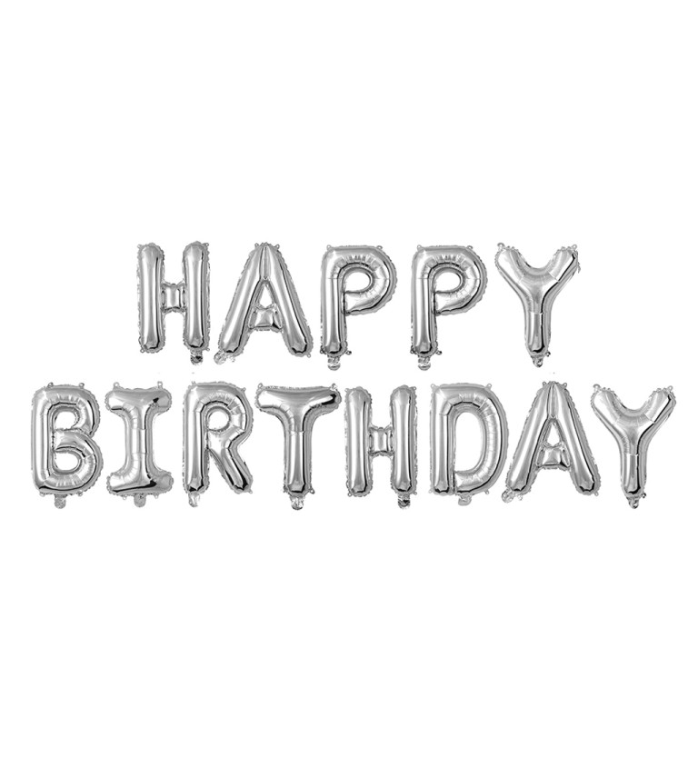 Fóliový balónik Happy birthday - strieborný