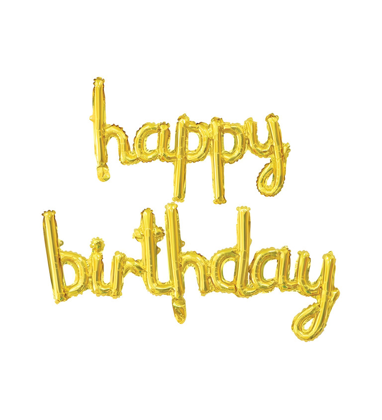 Fóliový balónik Happy birthday - zlatý