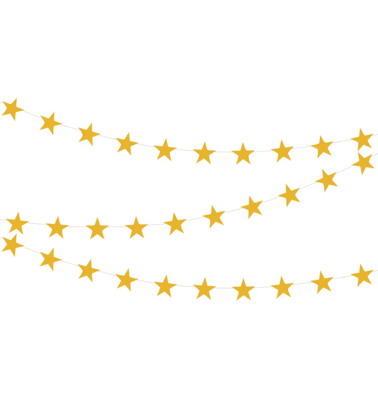 Dekoračné girlanda hviezdy - Zlatá