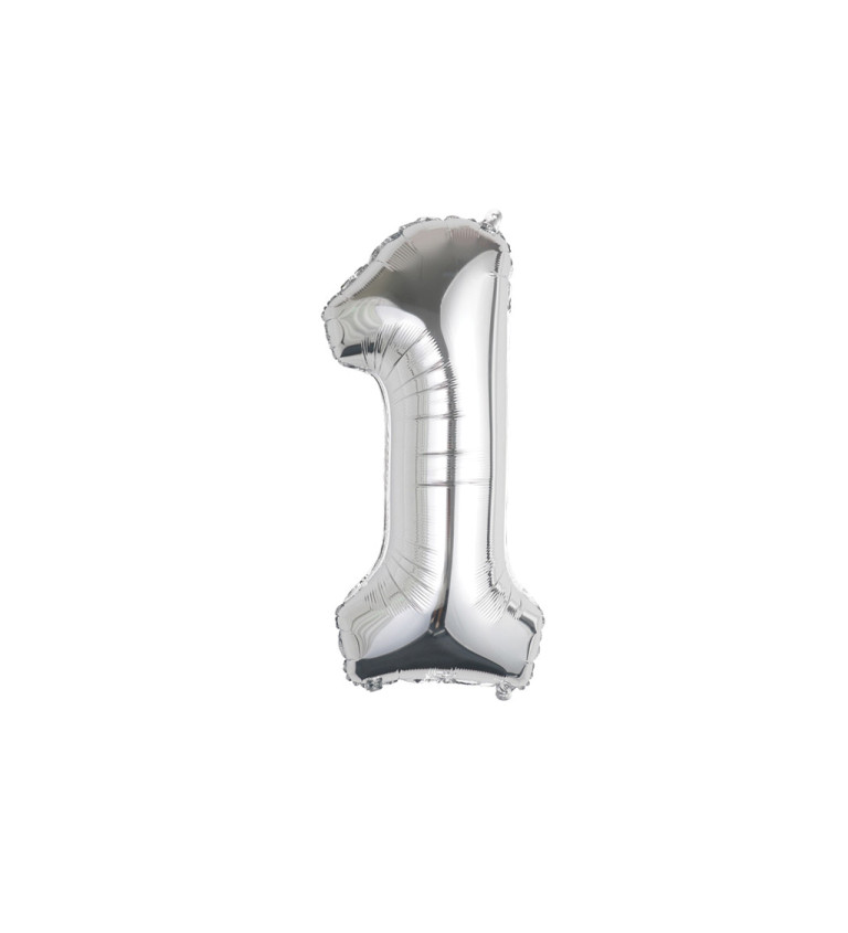 Fóliový balónik - číslo 1 strieborné, 89 cm