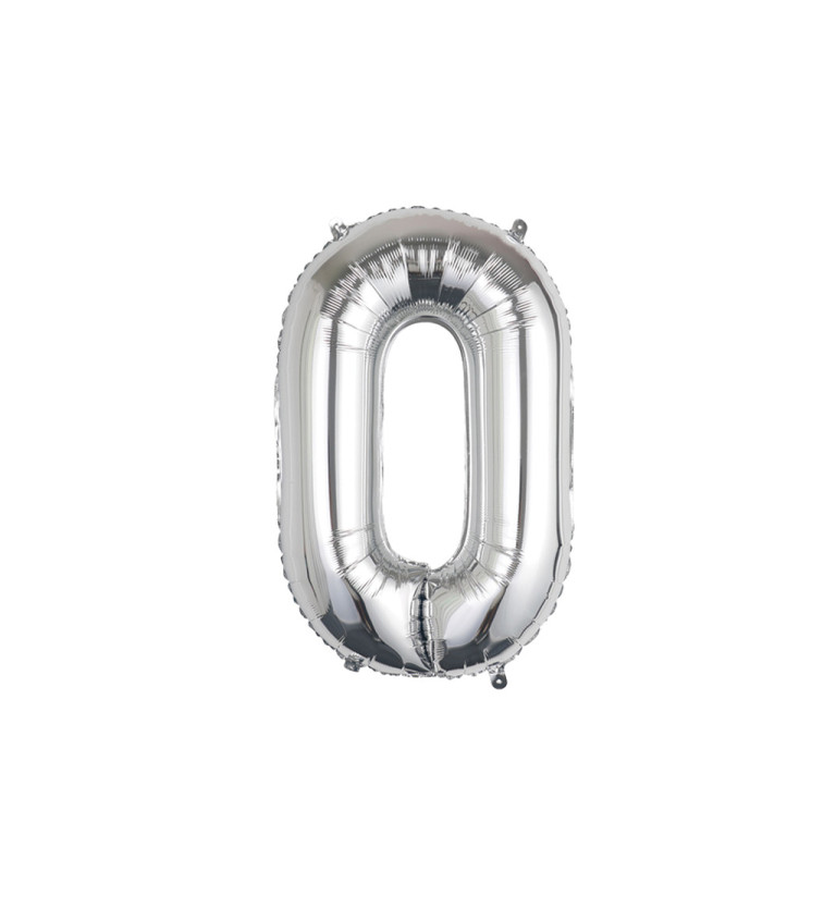 Fóliový balónik - číslo 0 strieborné, 89 cm