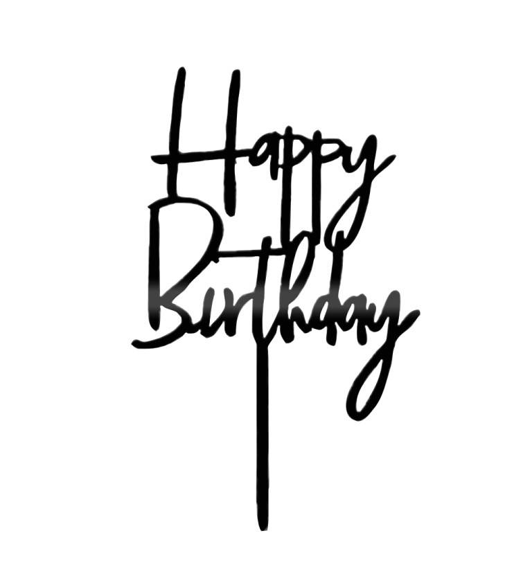 Zápich do torty Happy birthday - Čierny