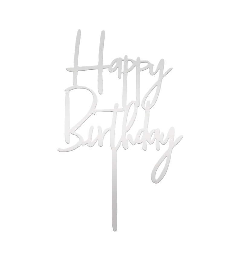 Zápich do torty Happy birthday - Strieborný
