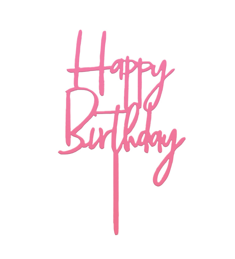 Zápich do torty Happy birthday - Ružový