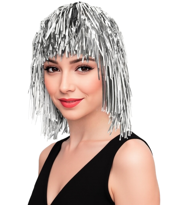 Metalicky strieborná dámska parochňa