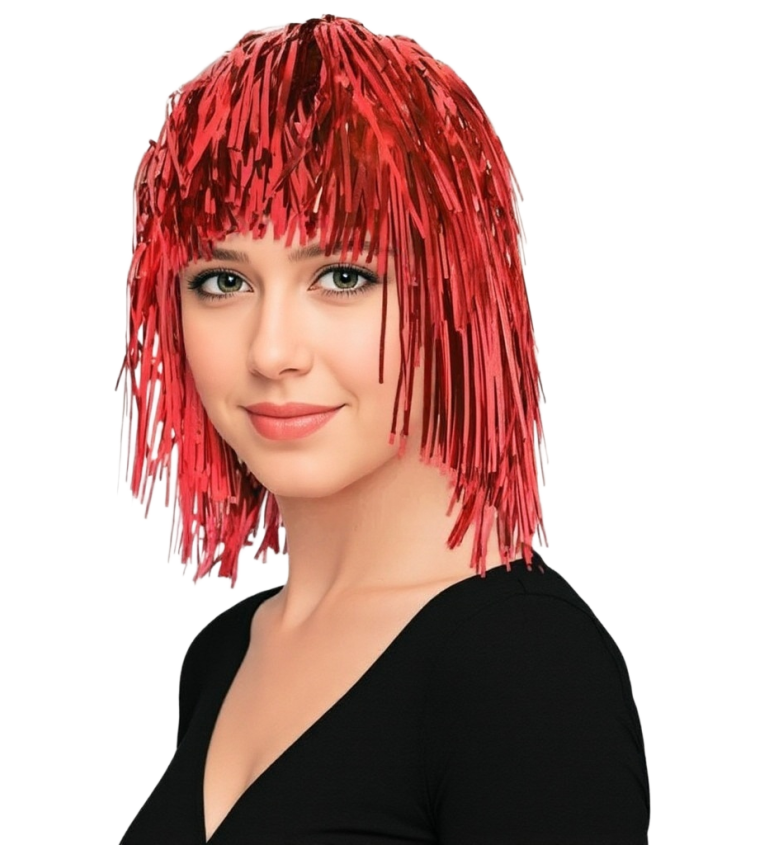 Metalicky červená dámska parochňa