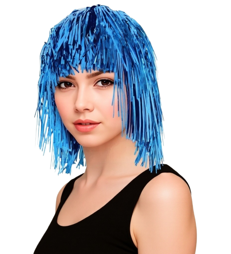 Metalicky modrá dámska parochňa