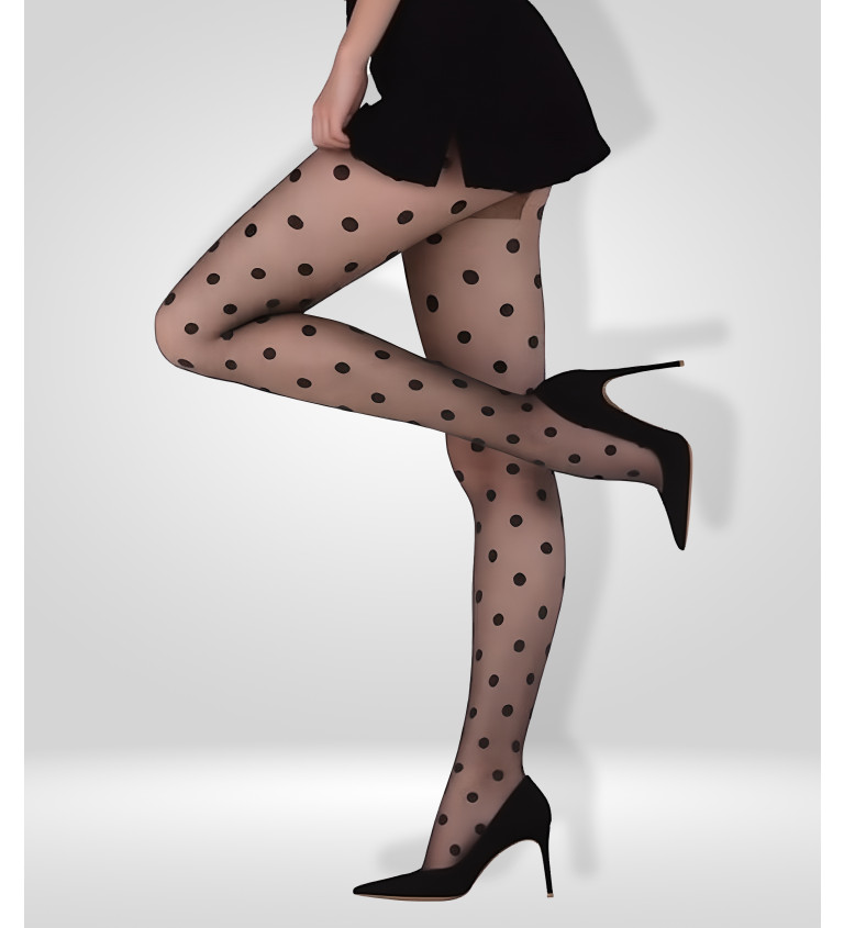 Čierne pančuchové nohavice s bodkami