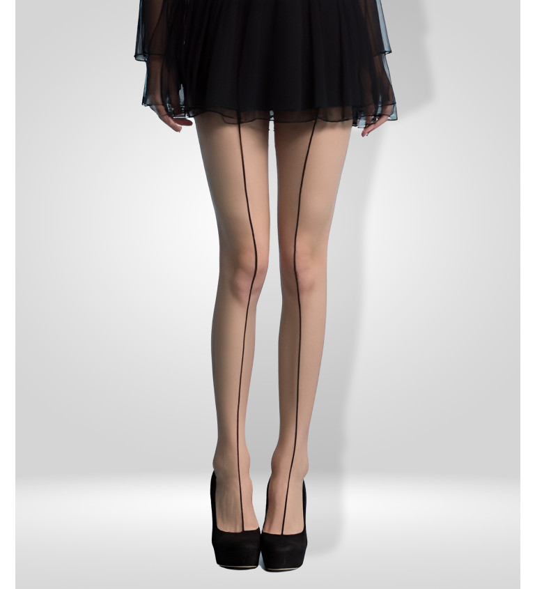 Čierne pančuchové nohavice s prúžkom