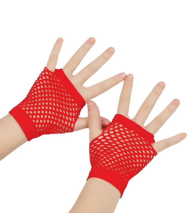 Krátke červené sieťované rukavice