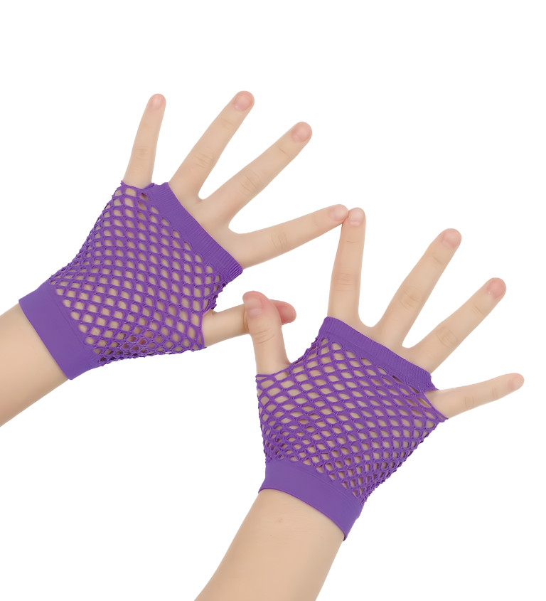 Krátke fialové sieťované rukavice