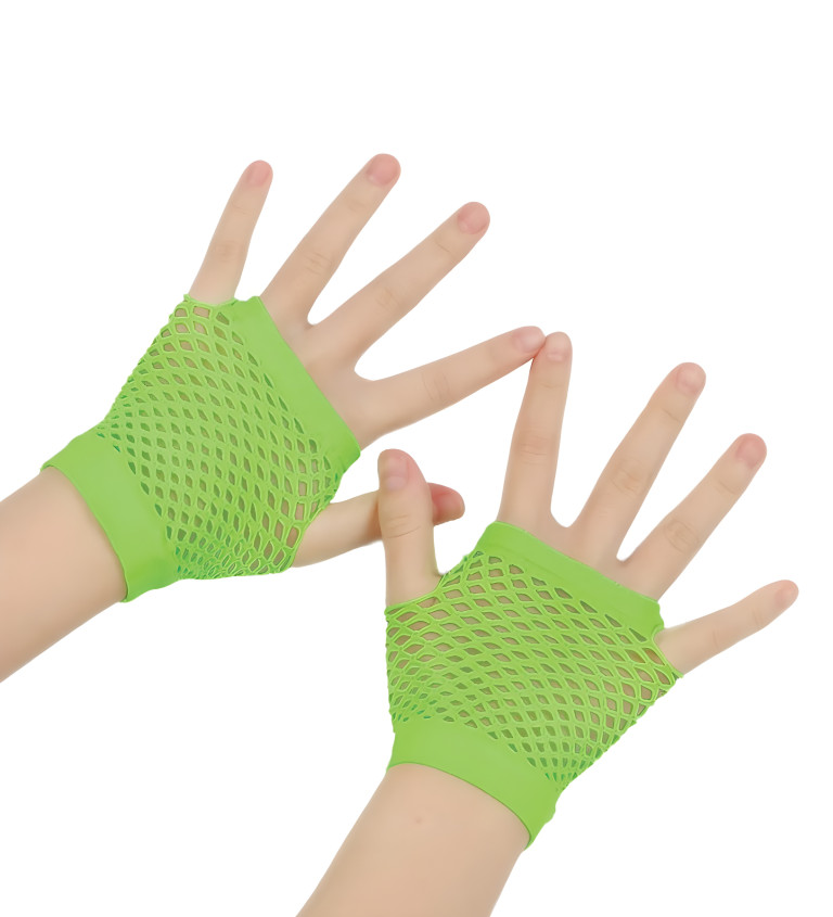 Krátke zelené sieťované rukavice