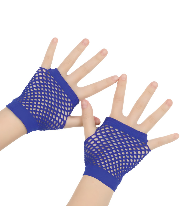 Krátke modré sieťované rukavice