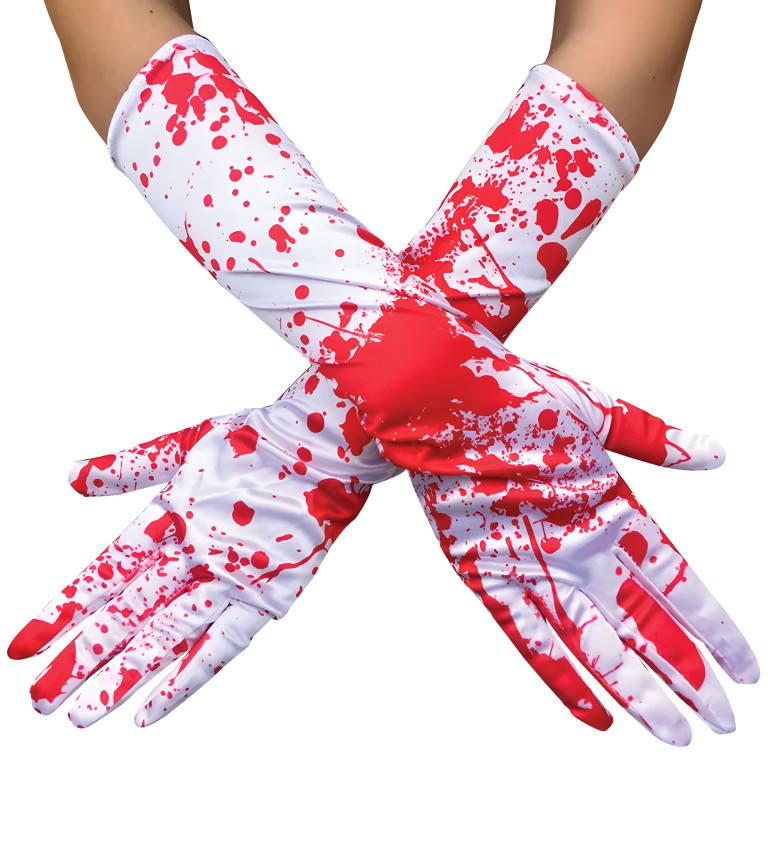 Halloweenske dlhé rukavice – efekt krvi