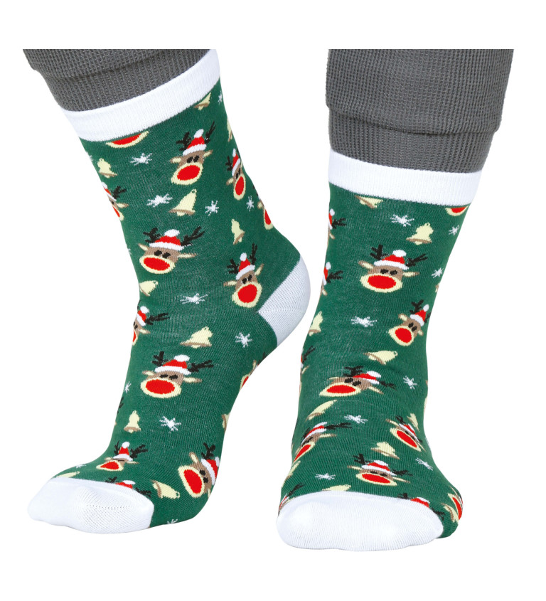 Vianočné ponožky s motívom sobíka